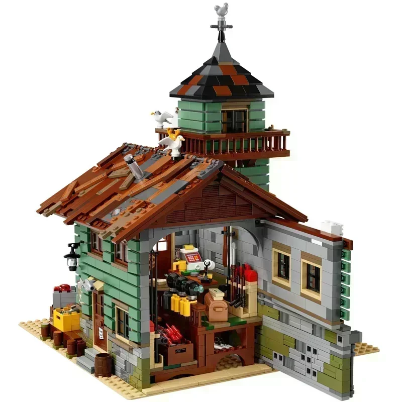 Fisherman Old Fishing House Store Model Building Blocks Bricks Compatible 21310 16050 Kids Birthday Christmas Toys Gifts