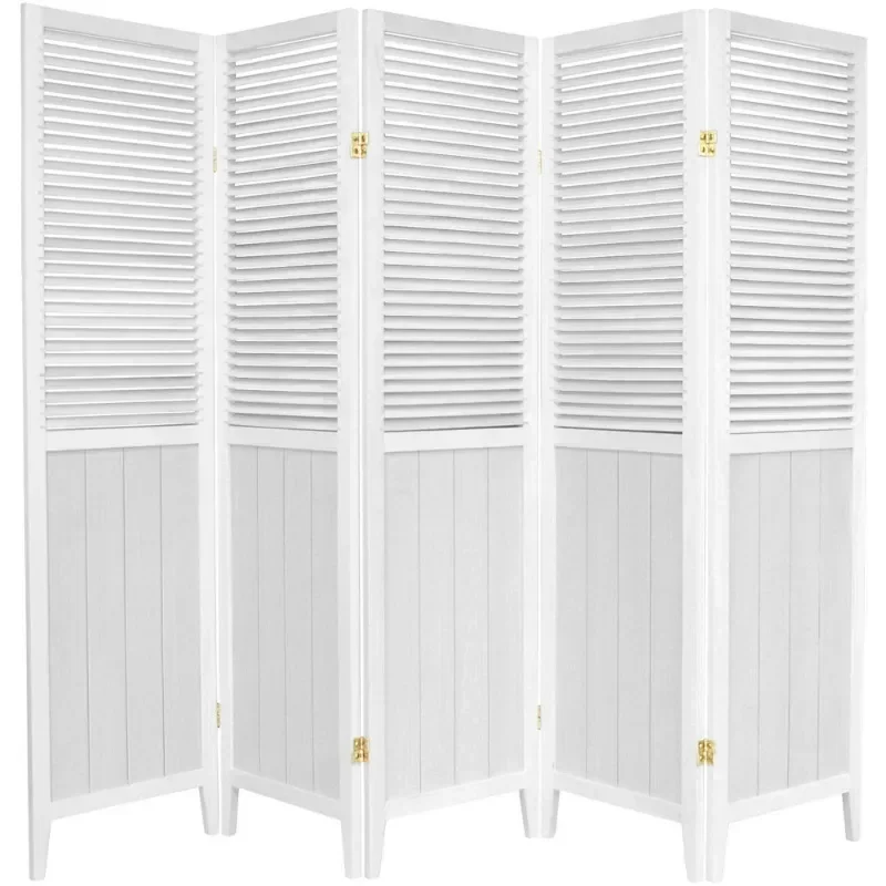 Oriental Furniture 6 Ft Tall Beadboard Room Divider White 5 Panel Biombo Divider Screen Screen Divider Partition Wall Dividers
