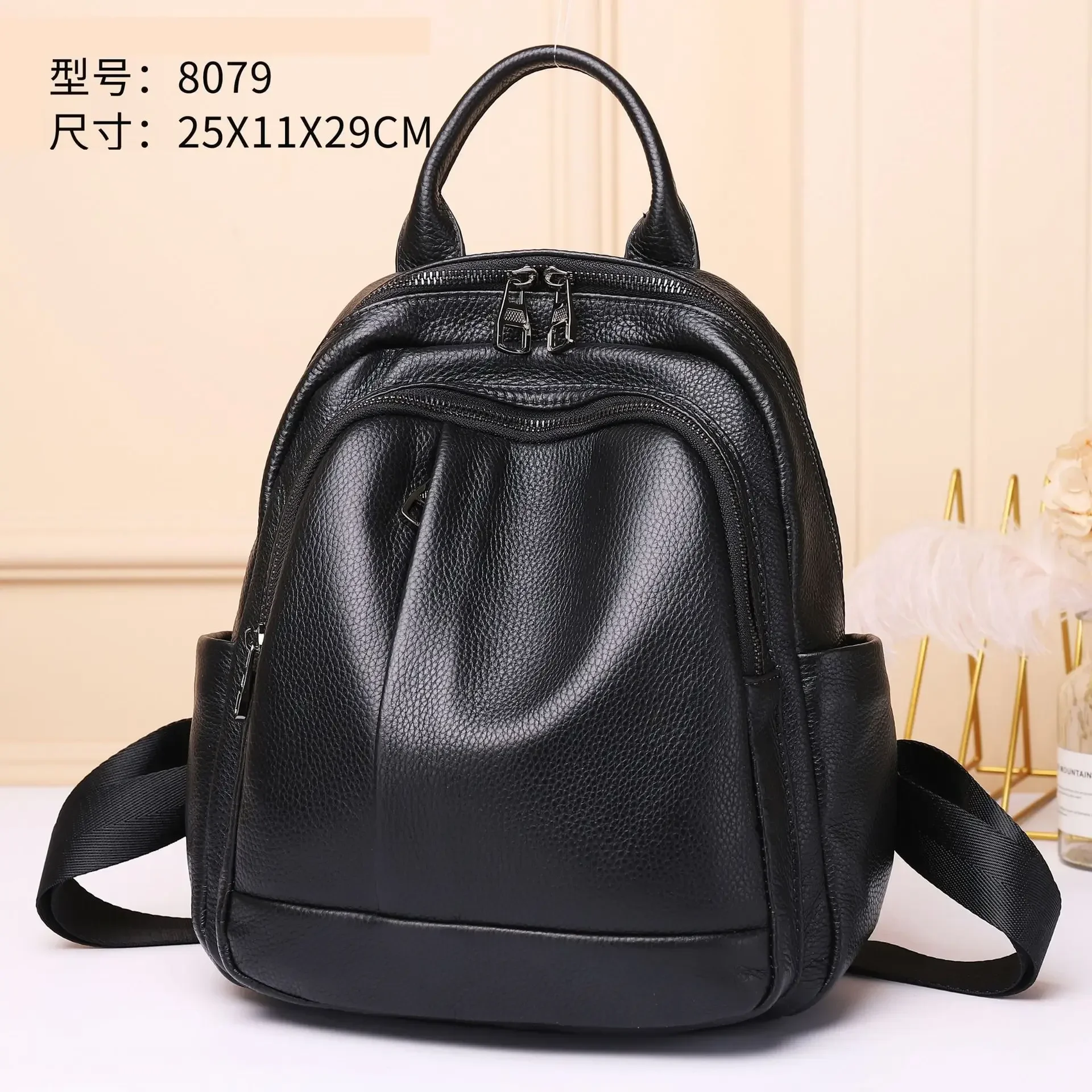 Coreano do sexo feminino natural mochila de couro real das senhoras saco de alta qualidade mulher preto sacos escola mochilas de couro feminino