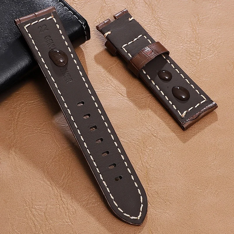 Genuine Leather Watch Strap 20mm 22mm 24mm 26mm Glossy Universal Watch Band for Panerai for Samsung Belt Bracelet Accessories