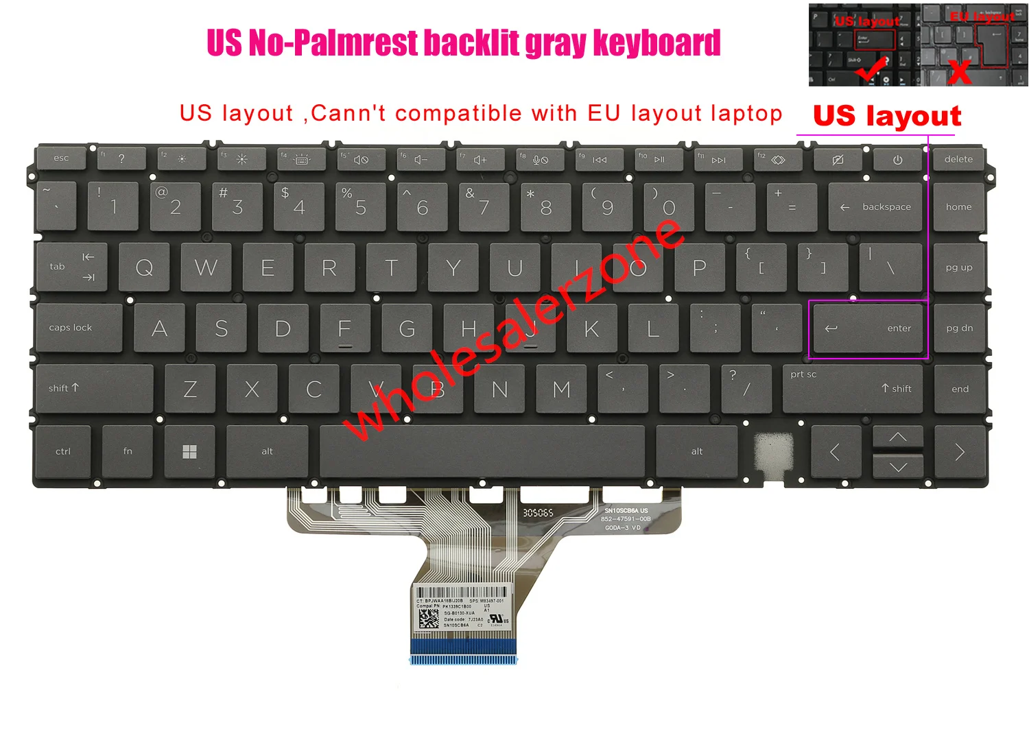 Teclado retroiluminado gris estadounidense para HP Spectre x360 2 en 1 16-F** 16t-F** 16t-f000 16t-f200 16-F0xxx TPN-C154 16-f1013dx 16-f2013dx