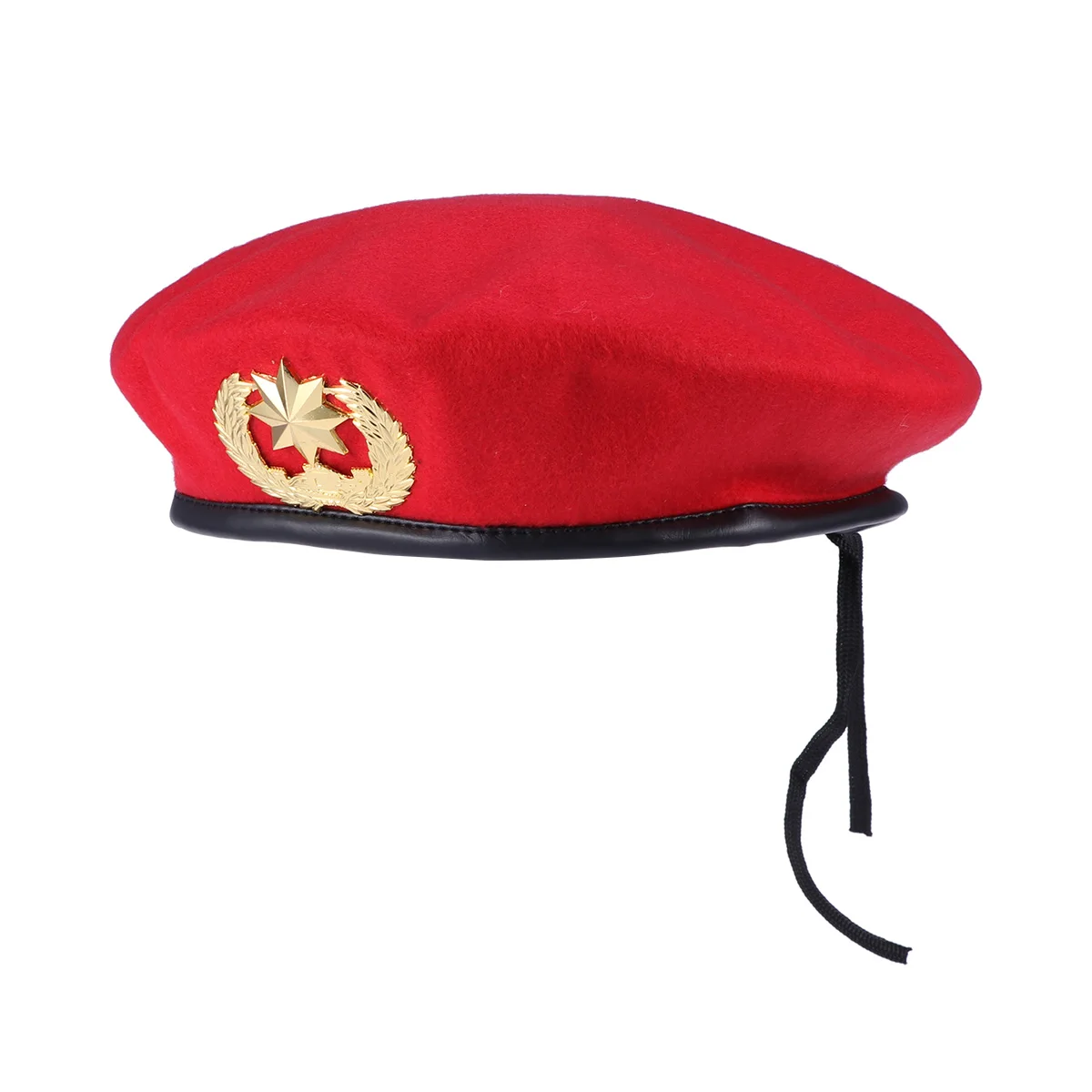 

Red Sailor Hat Stage Show Square Dance Woolen Beret Stage Performance Hat Metal Insignia Retro Cap Clothing Accessory Decoration