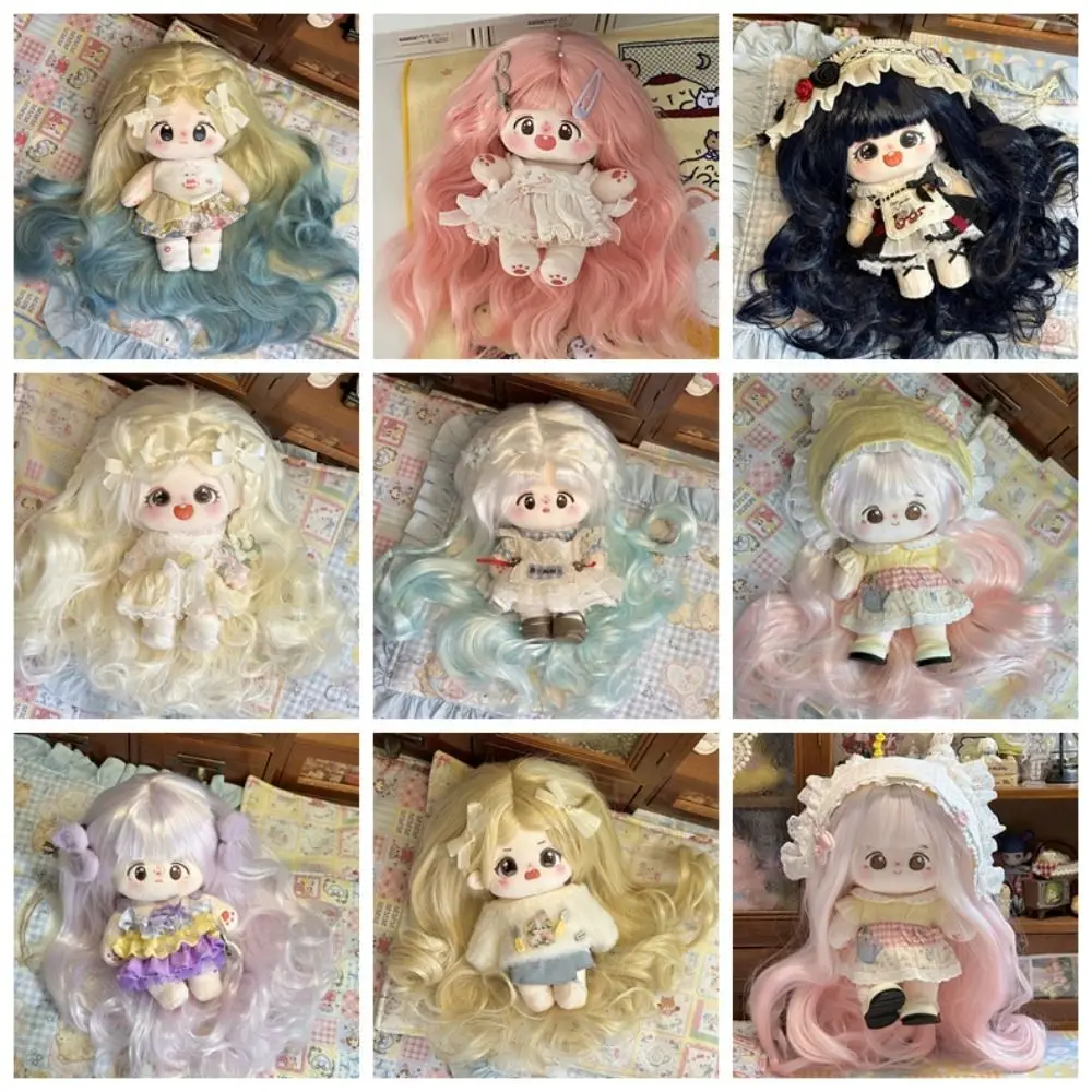 

Cute Long Curly Hair Cotton Doll Wig Chemical Fiber Soft Silk Idol Star Doll Hair Colorful Pink Plush Doll Wigs Cotton Doll
