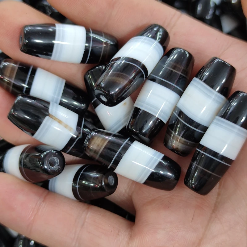 10Pcs/Lot Natural Onyx Stone Line Herbalist Dzi Beads Men&Women Jewelry Bracelet Necklace Self-made Free Shipping