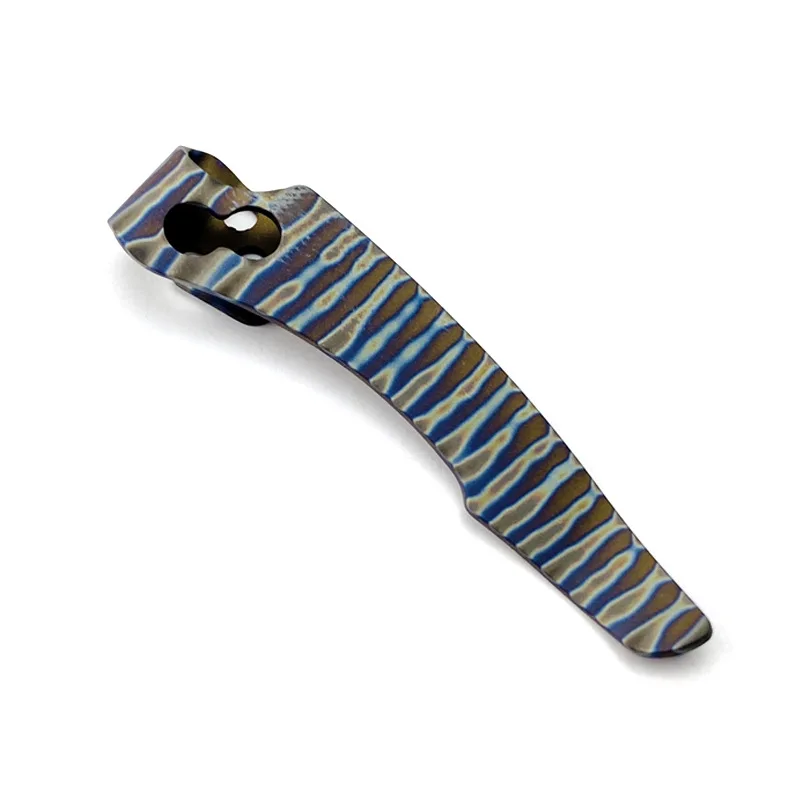 CNC Custom Titanium Made Flame Pattern Knife Pocket Clip Back Clip For ColdSteel Recon1 Old Version 58B American Lawman DIY Part