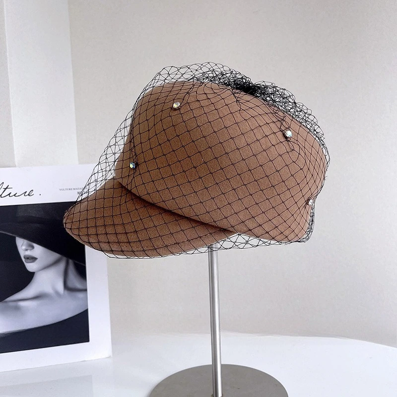 2026 New Pure Wool M Equestrian Cap Fedoras Women Autumn Winter High Quality All Match Cap Outdoor British Fashion Knights Hat