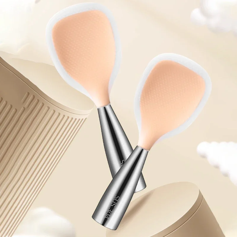 

304 stainless steel handle vertical silicone rice spoon non-stick pan spoon 2024 New kitchen high temperature special spoon