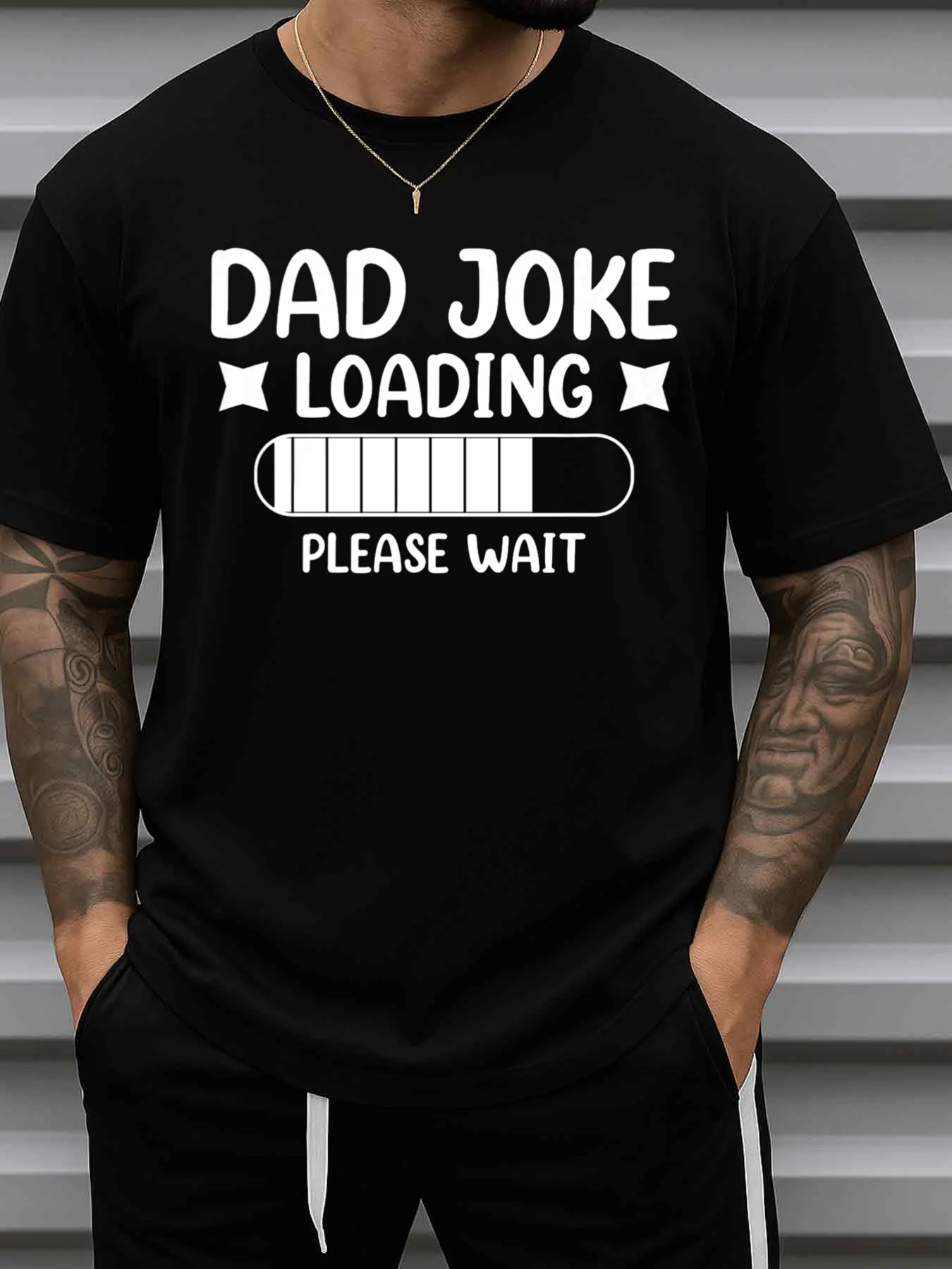 Men's Funny Dad Joke T-Shirt - Pure Cotton Casual Humorous Short Sleeve Crew Neck Shirt, Spring/Summer Outdoor Wear, Pun Humor Top, Father's Day Christmas Gift
