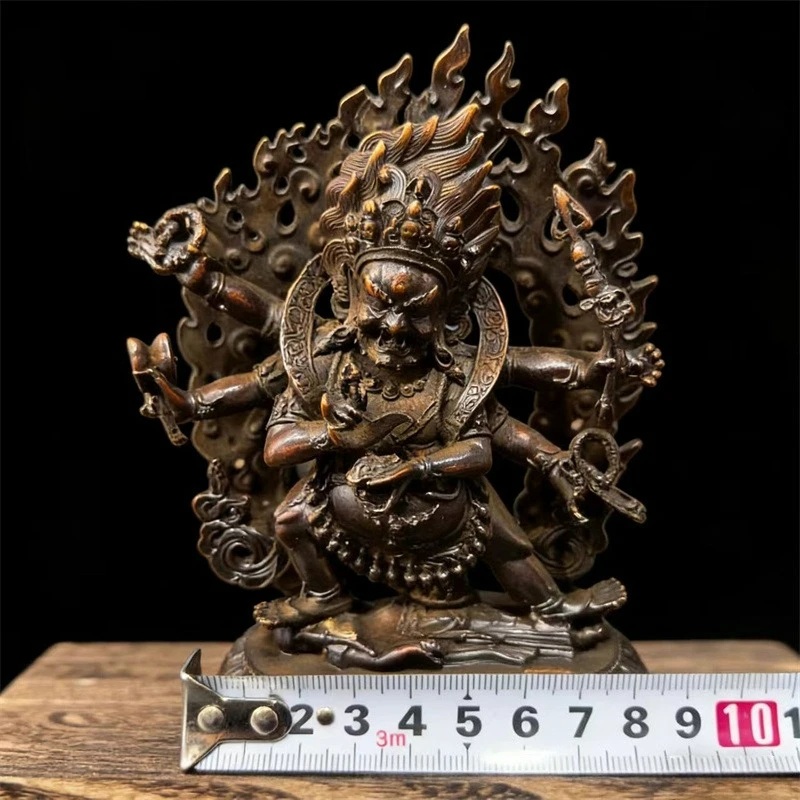 Creative Home Garden Living Room Entrance Ornaments Antique Bronze Tibetan Sixarmed Buddha Miniature Statue Tea Pet Crafts Gifts