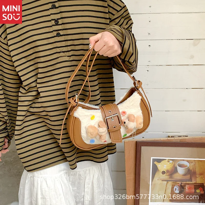 Miniso 2025 Niche Design Shoulder Bag, Luxury Commuter Crossbody, Elegant Underarm Purse