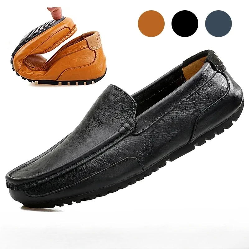 Loafers Man Casual Men Glossy Leather Shoes For Men Breathable Male Slip Formal Moccasins Italian Driving Flat Chaussure Hommes