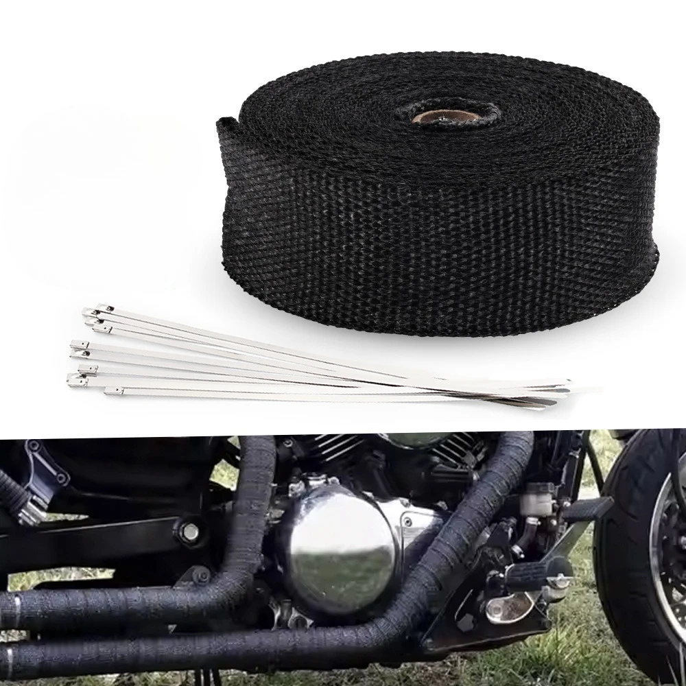 5cm 5M 10M 15M Thermal Heat Wrap Bandage Tuning Band For Motorcycle Pitbike Enduro Motocross Exhaust Systems Muffler Wrap