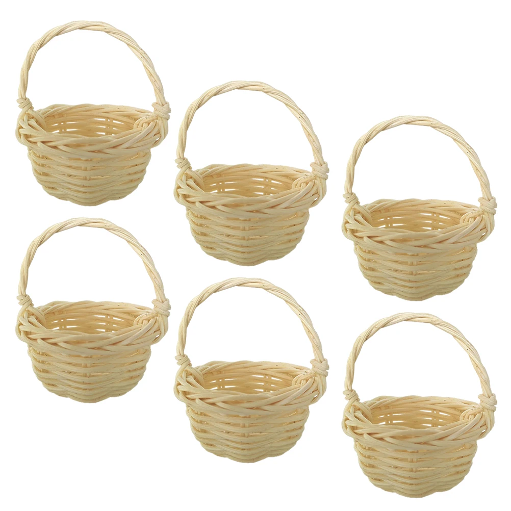 

6Pcs Mini Woven Basket Rustic Rattan Small Basket Set Mini Flower Arrangement Wedding Decor Photo Props Storage