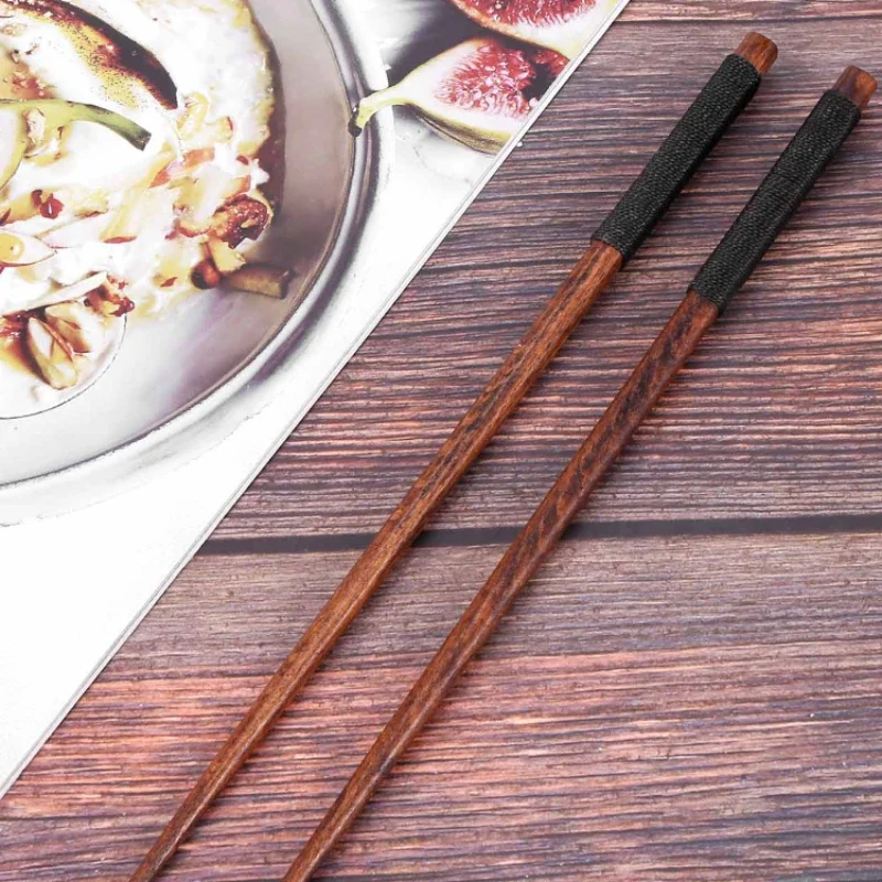 1 Pairs Japanese Natural Wood Chopsticks Value Pack Cooking Tablewares Theaceae Black Chinese Tableware Skewer Wooden Tableware