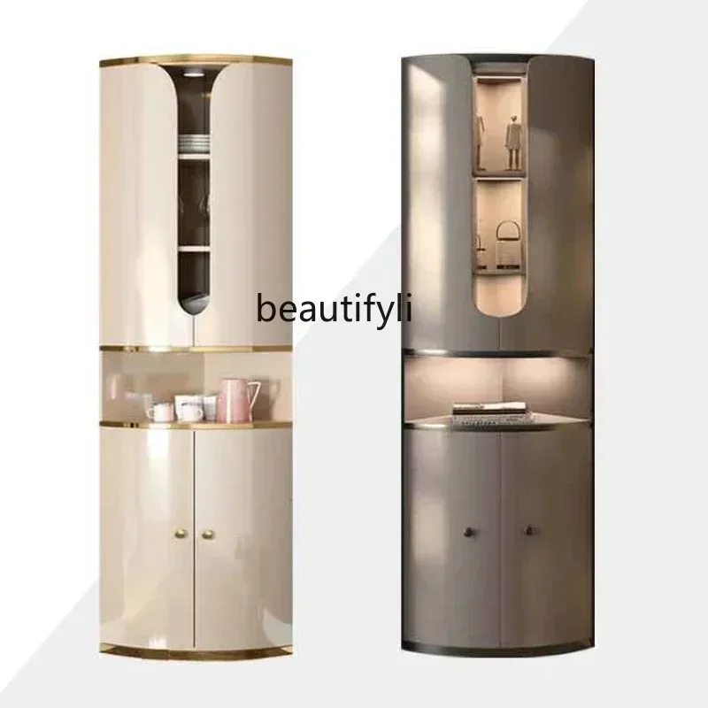 A07 V Italian light luxury triangular wine cabinet rear corner storage fan cabinet with drawer corner cabinet