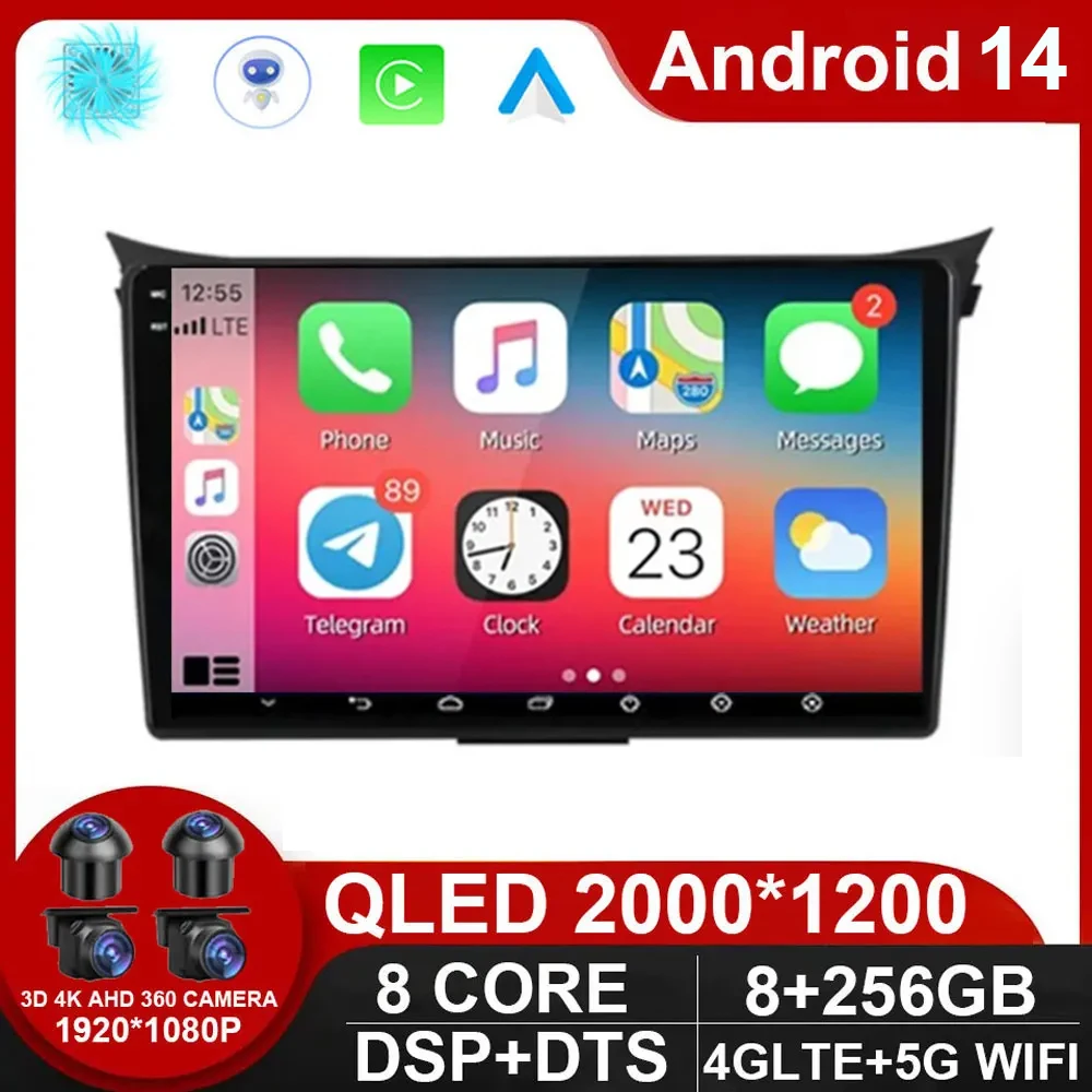 

Car Radio Android 14 For Hyundai I30 Elantra GT 2012 2013 2014 2015 2016 Autoradio Carplay GPS Navigation No DVD 2Din Player