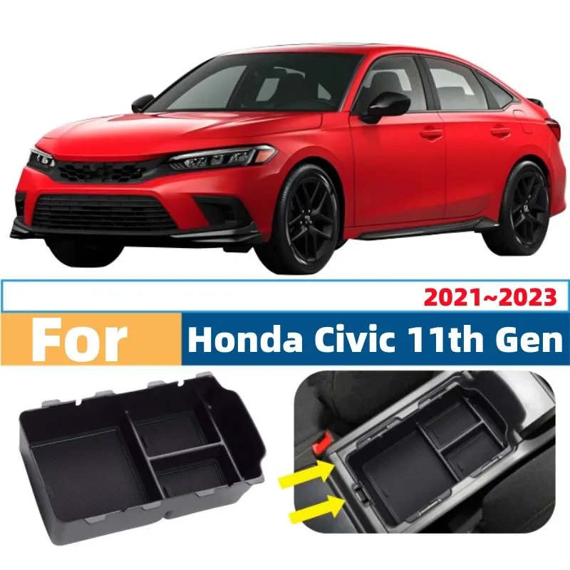 Für Honda Civic 11. Generation 2021 ~ 2023 Zentrale Armlehne Aufbewahrungsbox Schwarz Organizer Fach Für Eine Ordentliche Und Ordentliche auto Innen Zubehör
