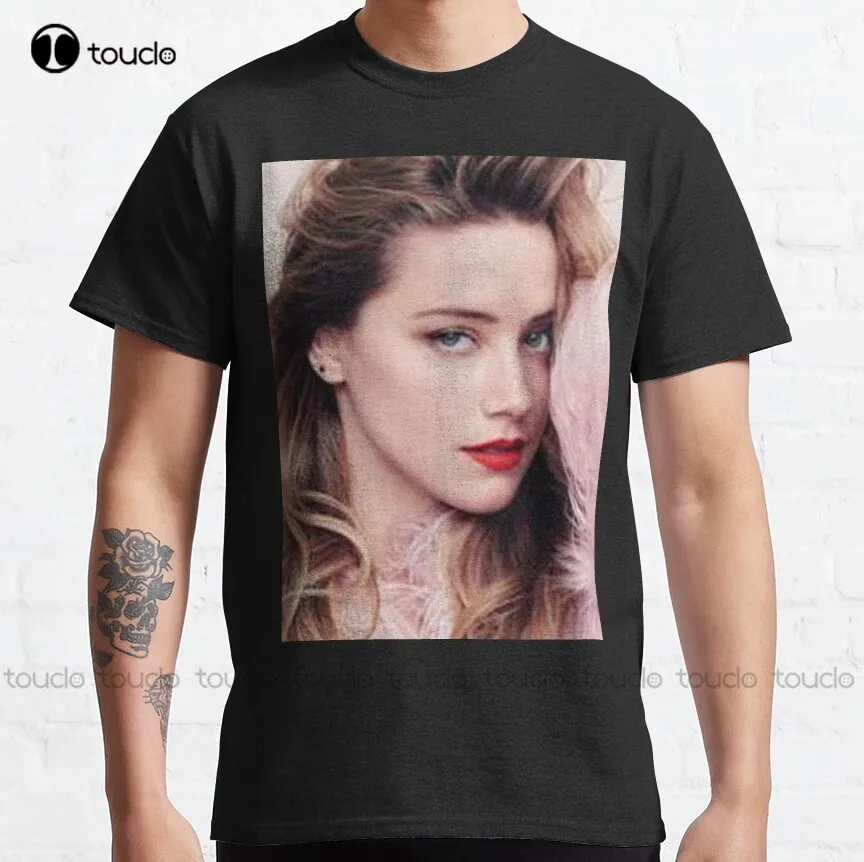 Amber Heard - Poster Classic T-Shirt Cute Shirts Women Shirts Custom Unisex Tee Digital Printing Breathable Cotton Hip Hop Tee