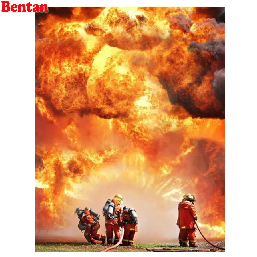 5D DIY Diamond Painting Cross Stitch Fireman Fire Firefighter Full Square Drill Hero Picture Embroidery Decoration Handmade Gift