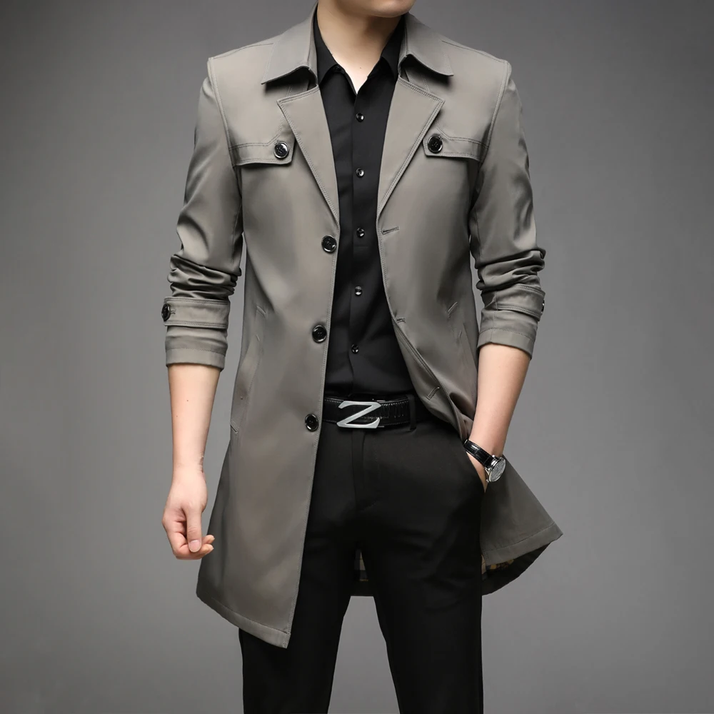 Thoshine Brand Spring Autumn Men Trench Coats Long Superior Quality Male Fashion Jackets Smart Casual Plus Size 6XL