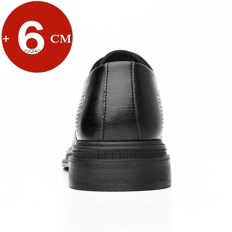 Men's 6cm/8cm Height Increase Breathable Hollow Out Oxford Dress Shoes Leather Formal Business Wedding Groom Shoes for Summer - Image 3