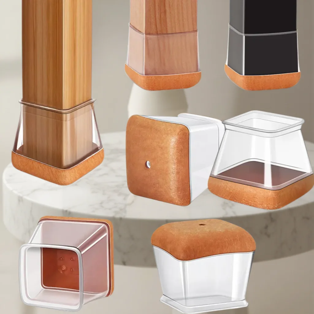 16/32Pcs Square Chair Leg Floor Protectors W/ Wrapped Felt Bottom, Floor Protector for Chairs, Felt Chair Pads, Chair Leg Covers