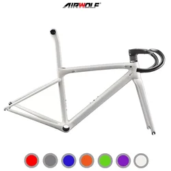 2024 Airwolf 700C Racing Road Bike Frame Rim Brake Fully internal Cable Routing Carbon Frameset with Handlebar