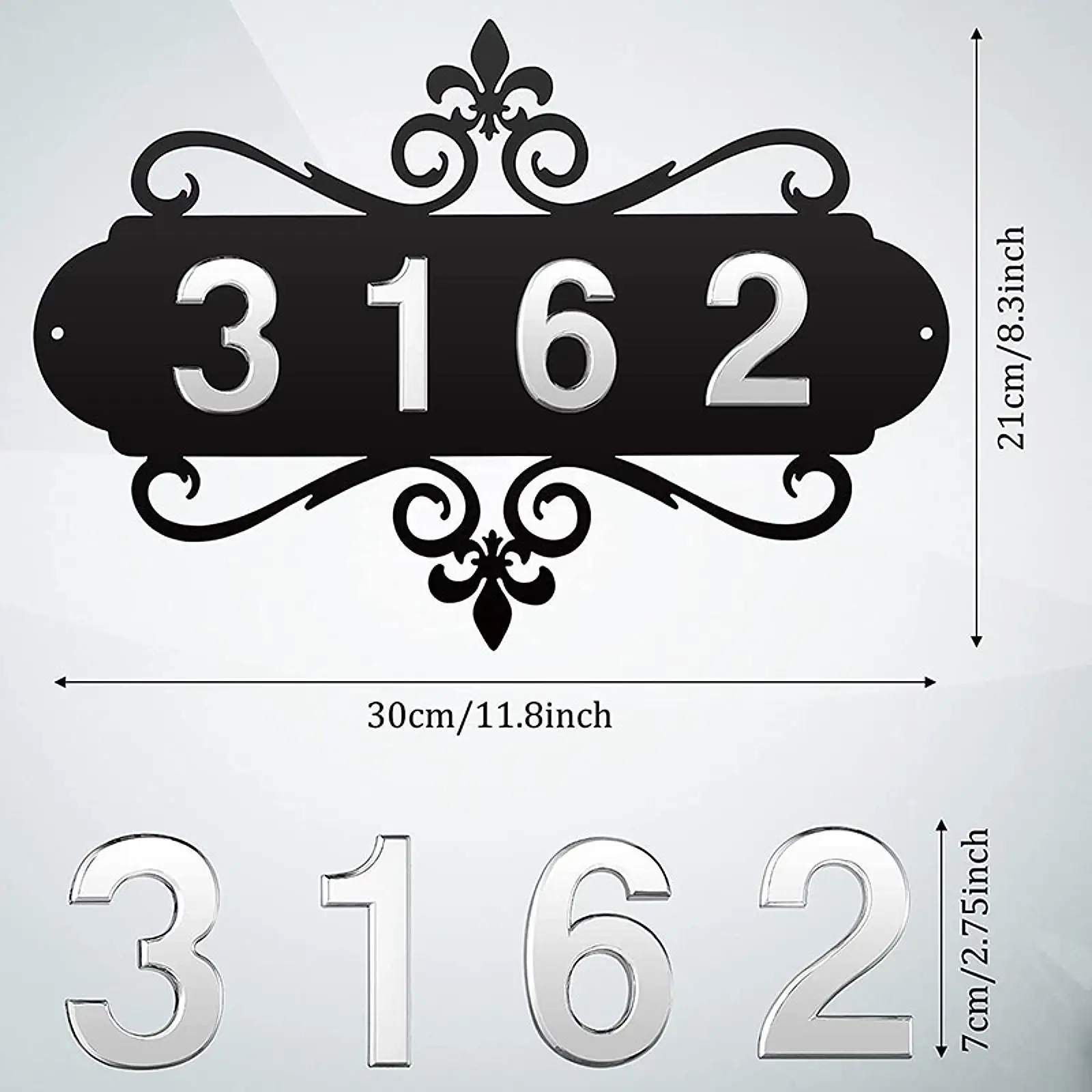 Address Sign Plaque House Numbers, Modern, Mailbox Number Sign, Decorative Wall Plaque for Outside Hotel Apartment House