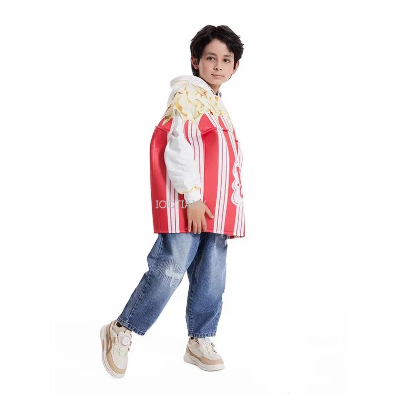 Popcorn Cosplay Performance Costume Unisex Child Kids Bucket Of Popcorn Costumes Halloween Carnival Party Stage Show Dress Up