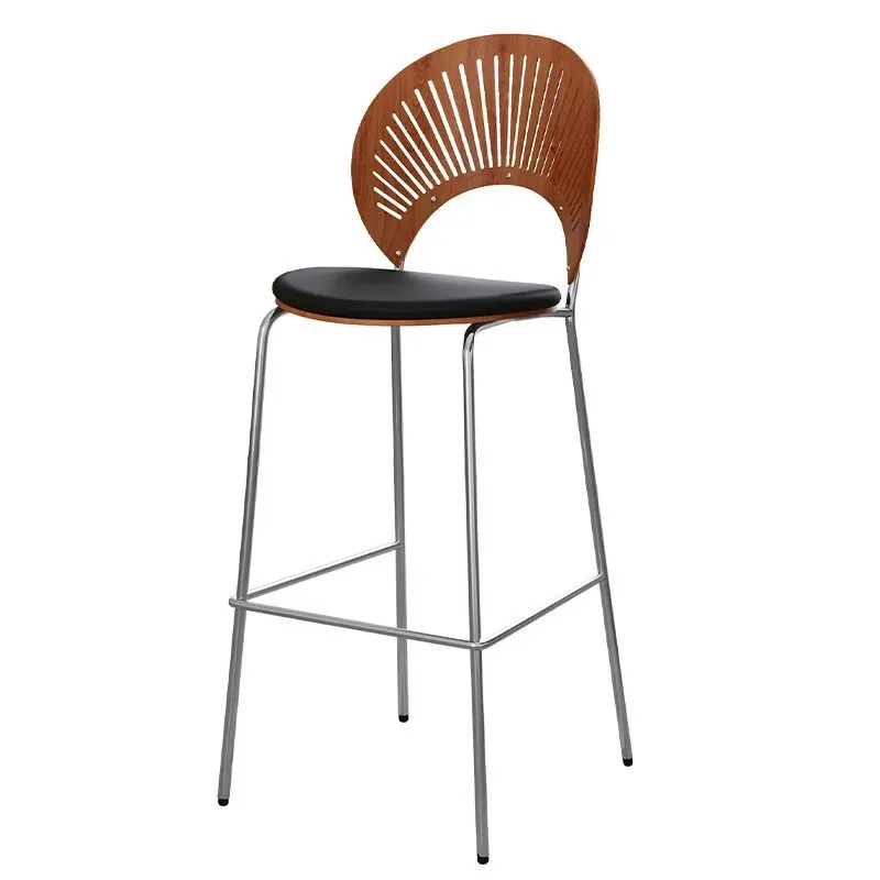 

#Nordic Style High Footed Shell Chair, Modern Minimalist bar Counter Backrest, High Footed Chair, Outdoor bar Chair