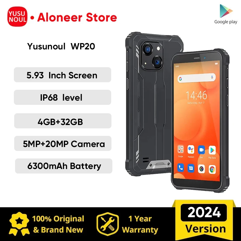 Original global version Yusunoul WP20 Rugged IP68 Smartphone 6300mah 5.93 HD+ Android 12 Mobile Phone PoC Buttons Smartphone