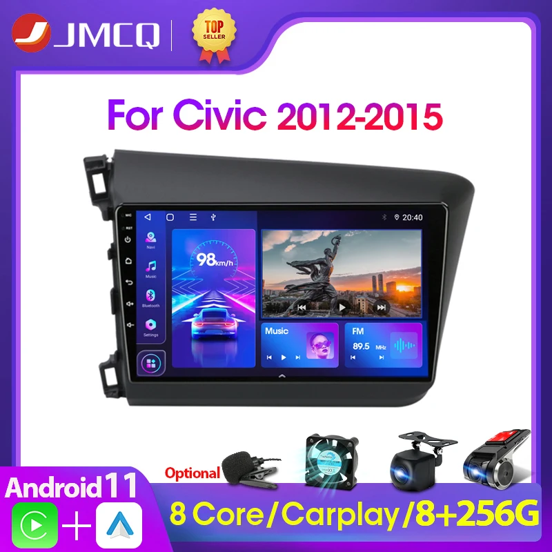 

JMCQ Android 11 DSP Car Radio Multimidia Video Player Navigation GPS Autoradio For HONDA CIVIC 2012-2015 2din Head Unit Carplay