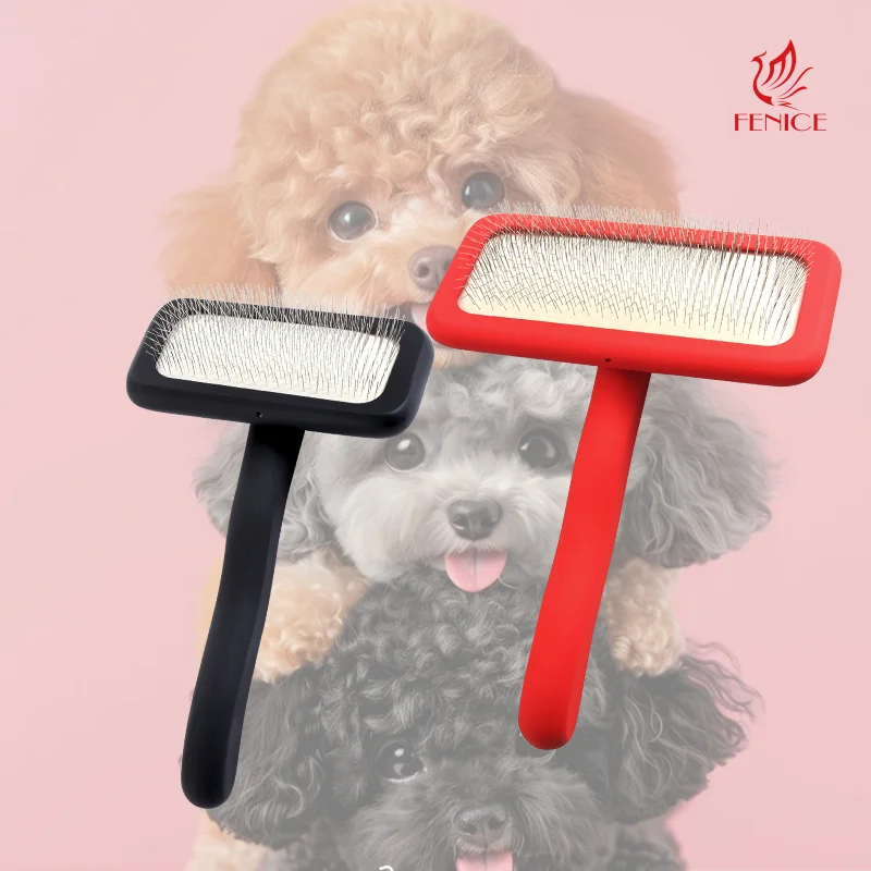 

Fenice Red&Black Air Cushion Combs Dog&Cat Wood Grooming Brush Pulling Hair Needle Comb for Pet Groomer