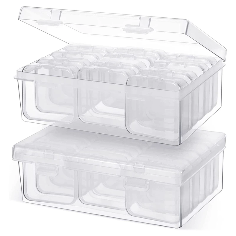 

24 Pcs Small Bead Organizer Bead Case Storage Organizer Diamond Art Containers Accessory Storage With 2 Pcs Hinged Lid