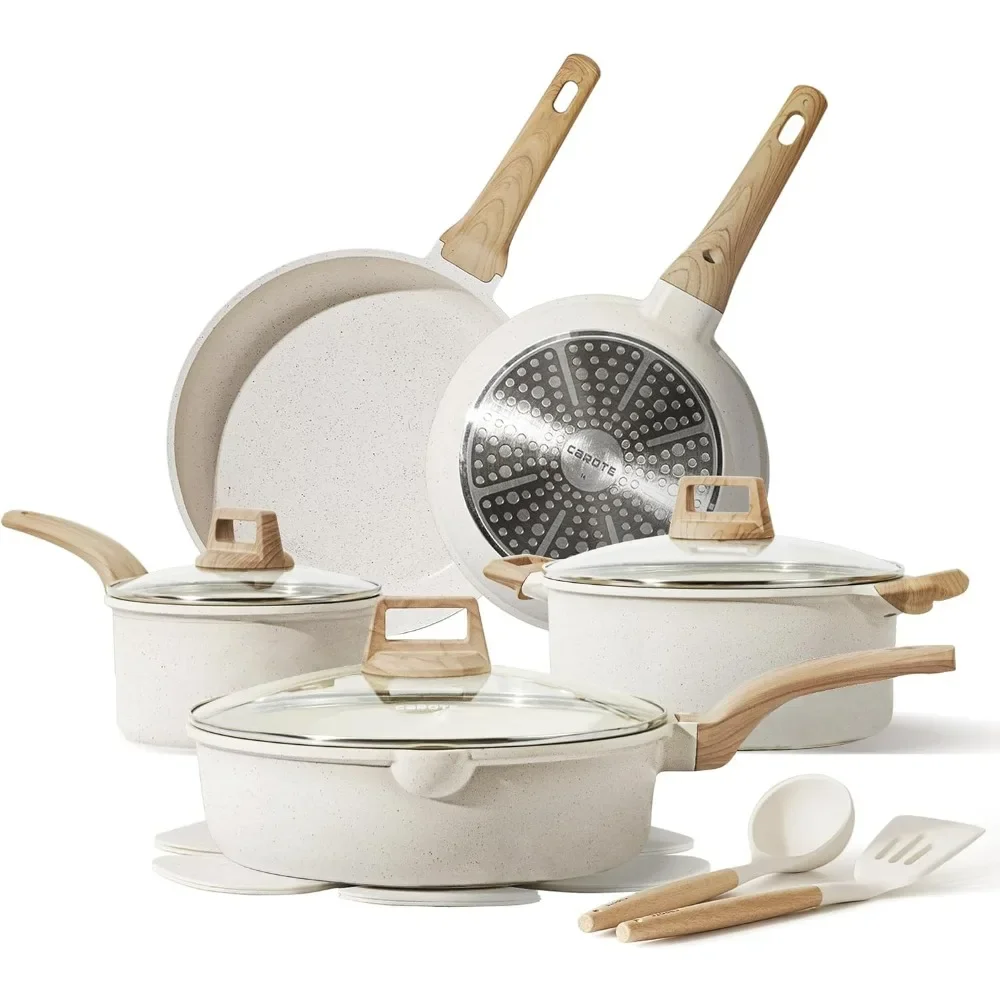

14 Pcs Pots and Pans Set Nonstick,Cookware Set Kitchen Cooking Set with Utensil and Pan Protectors