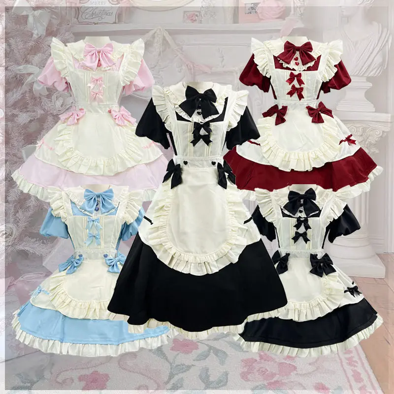 Pretty Short Maid Outfit Cute Sweet Girl Maid Dress Cosplay Set Halloween Role-playing Disguise Show