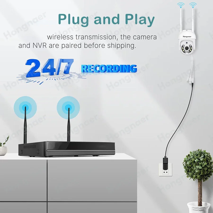 3MP HD 4CH 8CH WIFI Беспроводная система видеонаблюдения Двусторонняя аудио WIFI PTZ-камера NVR Комплект наблюдения