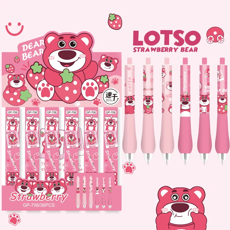 

36pcs Disney Lotso Gel Pen 0.5mm Black Student Writing Ball Point Pen Office Signature Neutral Pen School Supplies Stationery