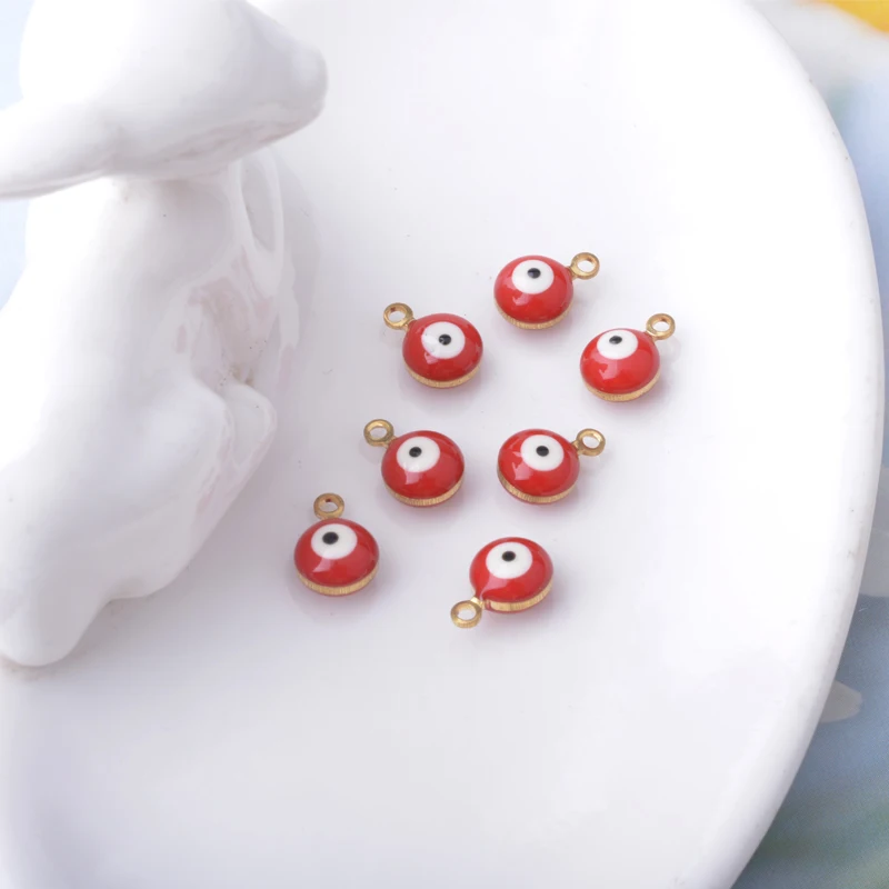 30 Stück doppelseitige Böses-Auge-Anhänger aus Kupfer mit Emaille, Glücksbringer-Mini-Anhänger für Armbänder, Halsketten, Ohrringe und Accessoires – Detail 10