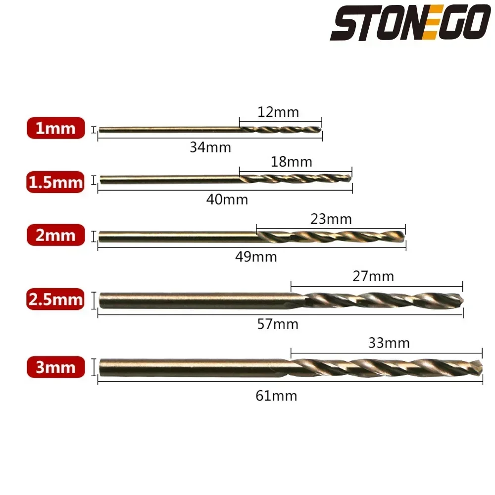 5% Cobalt M35 HSS Drill Bits Set 10PCS For Stainless Steel Metal Hard Materials Anti-Crack Head HRC 65-66 Twist Drills