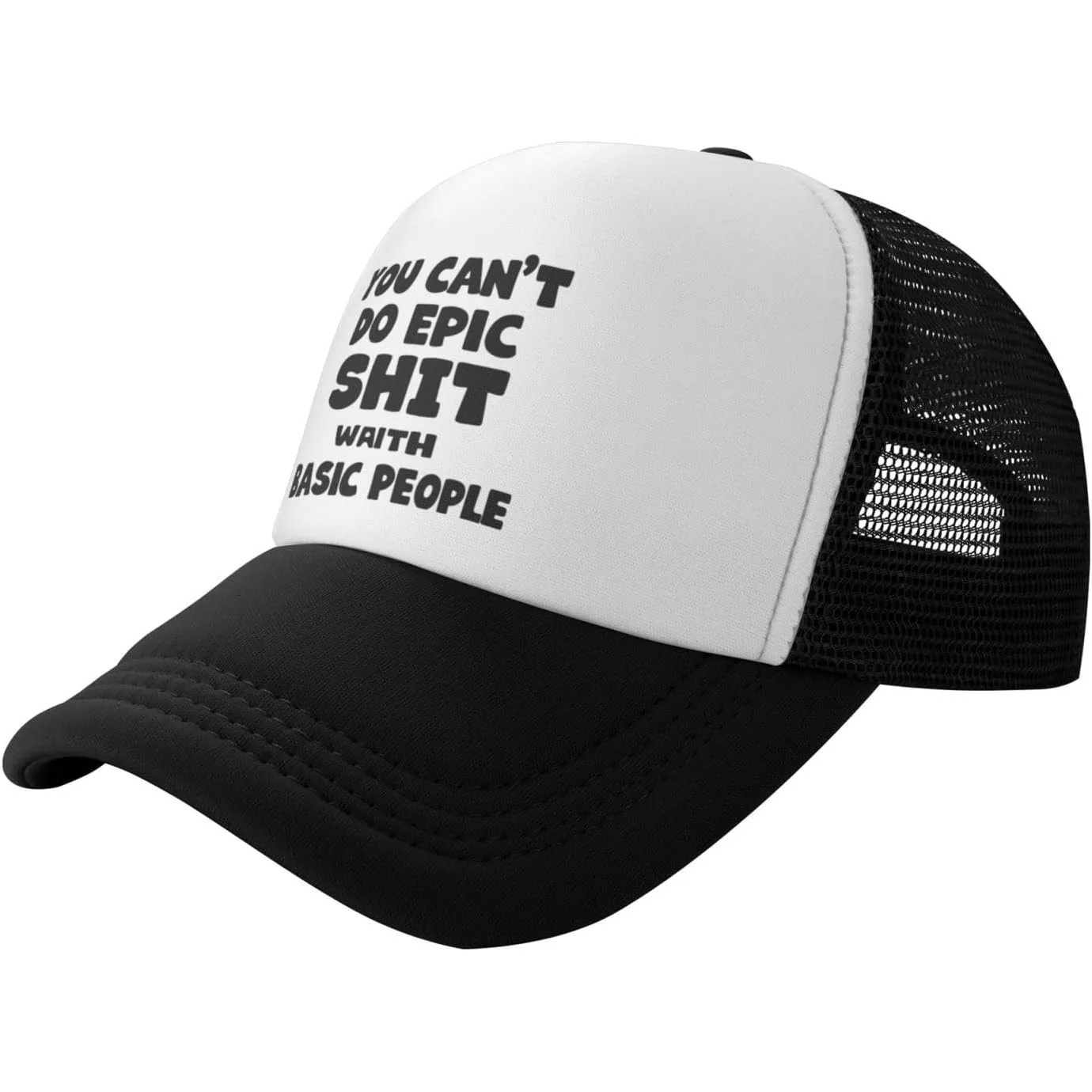 Epic-Shit-With-Basic-People-Trucker-Hat-Polyester-Mesh-Snapback-Cap-Casual-Unisex-Adjustable