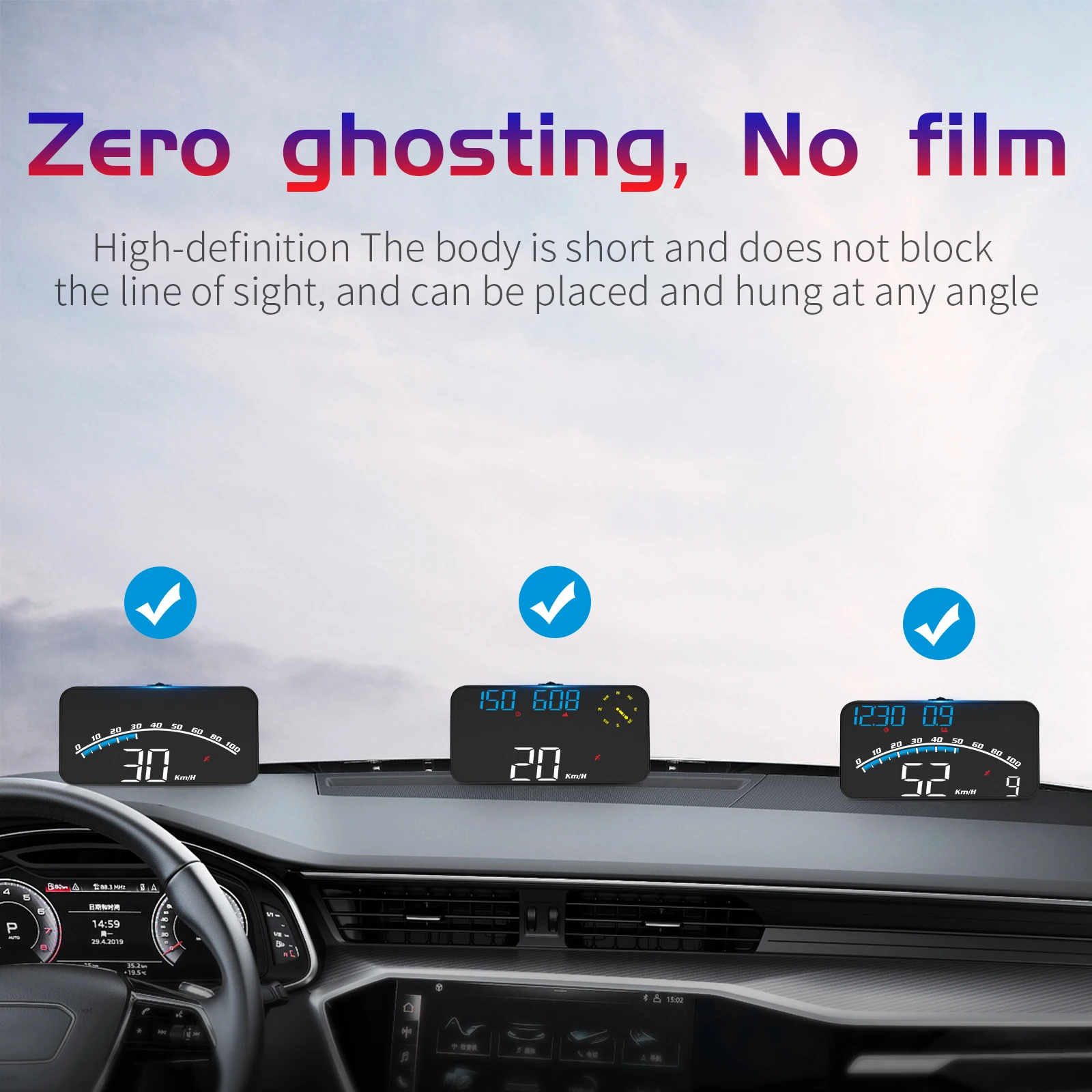 G10 GPS HUD Car Head Up Display Digital Speedometer MPH KMH Compass Clock Display Projection With Holder With Overspeed Alarm