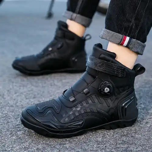 Imagen 2 del producto Botas de moto para hombre, zapatos para montar en motocicleta, zapatos anticaída para motocicleta, botas de carreras todoterreno para Motocross