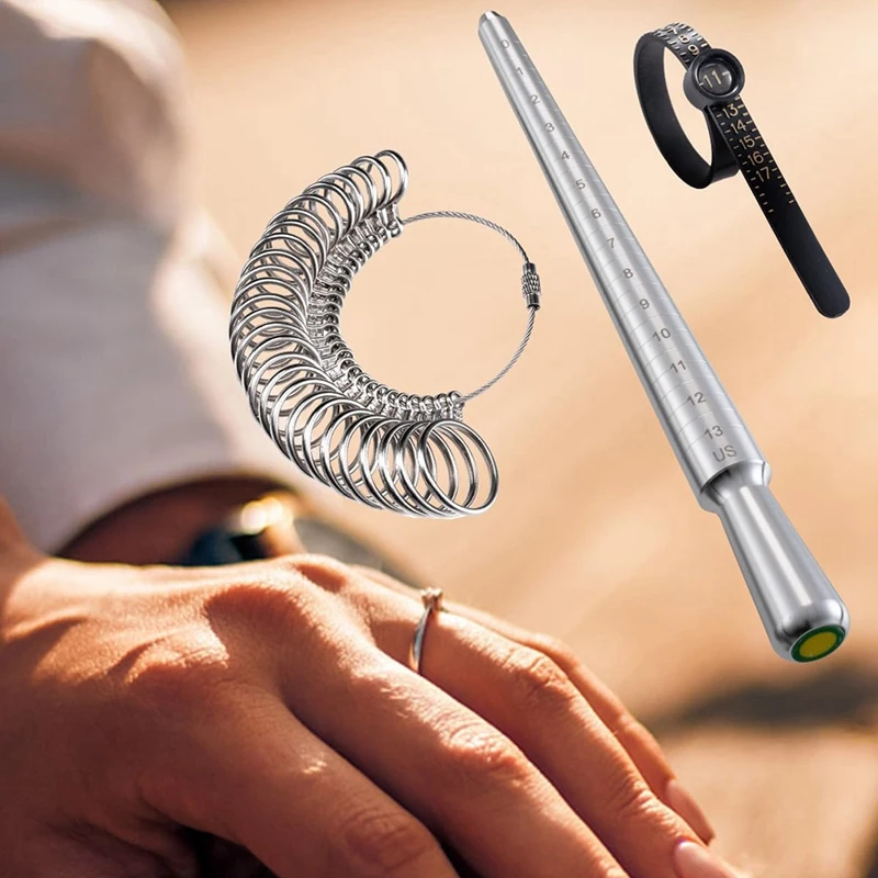 Ring Size Measuring Tool Set, Ringsizing With Magnifying Glass, Solid Ring Mandrel Sizing Tool For Ring Repair Durable