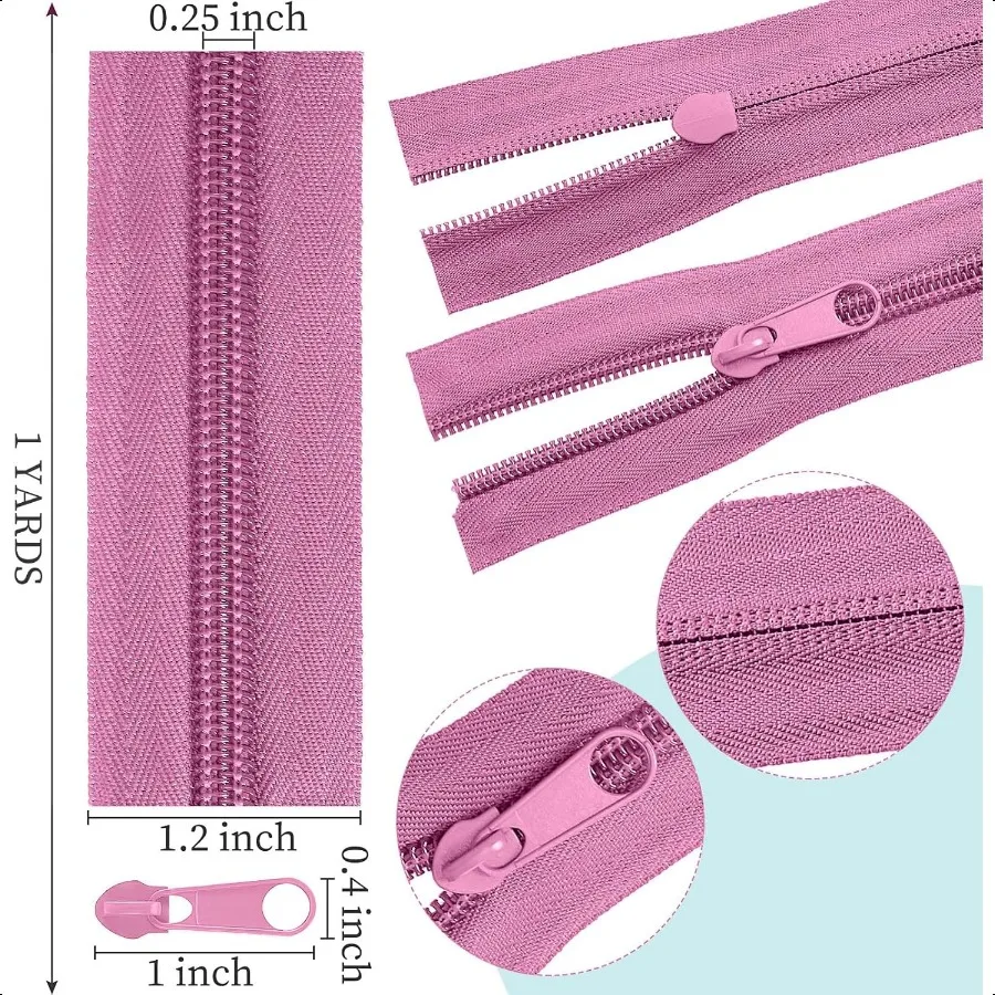 Syhood 24 Colors Zipper Repair Kit 5 Nylon Coil Sewing Zippers Sewing plies Zipper Tape Zippers by The Yard with 96 Pcs Zip Pul