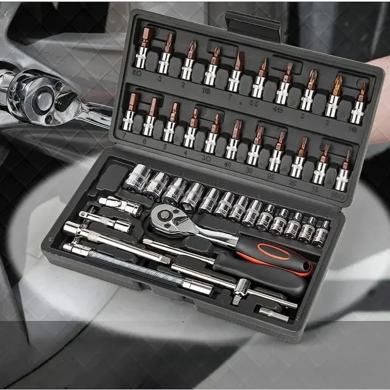 46 قطعة مفتاح بانة مجموعة دراجة نارية أداة إصلاح السيارات إصلاح مفك براغي بسقاطة مزيج المنزلية لتقوم بها بنفسك صندوق الأدوات الميكانيكية