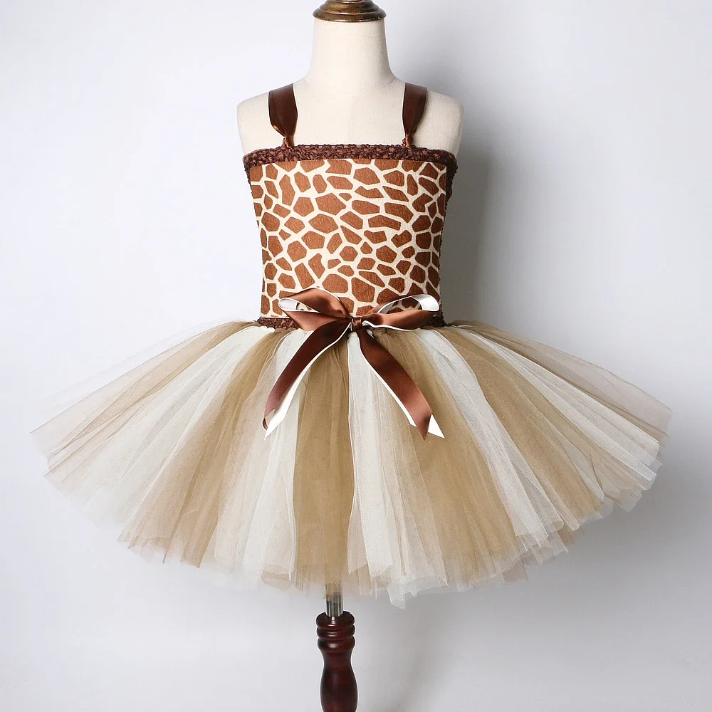 Bonito vestido de jirafa para niña pequeña, conjunto de disfraces de actuación de animales de dibujos animados para niños, Disfraces de Halloween, vestidos de tutú de Navidad para niñas