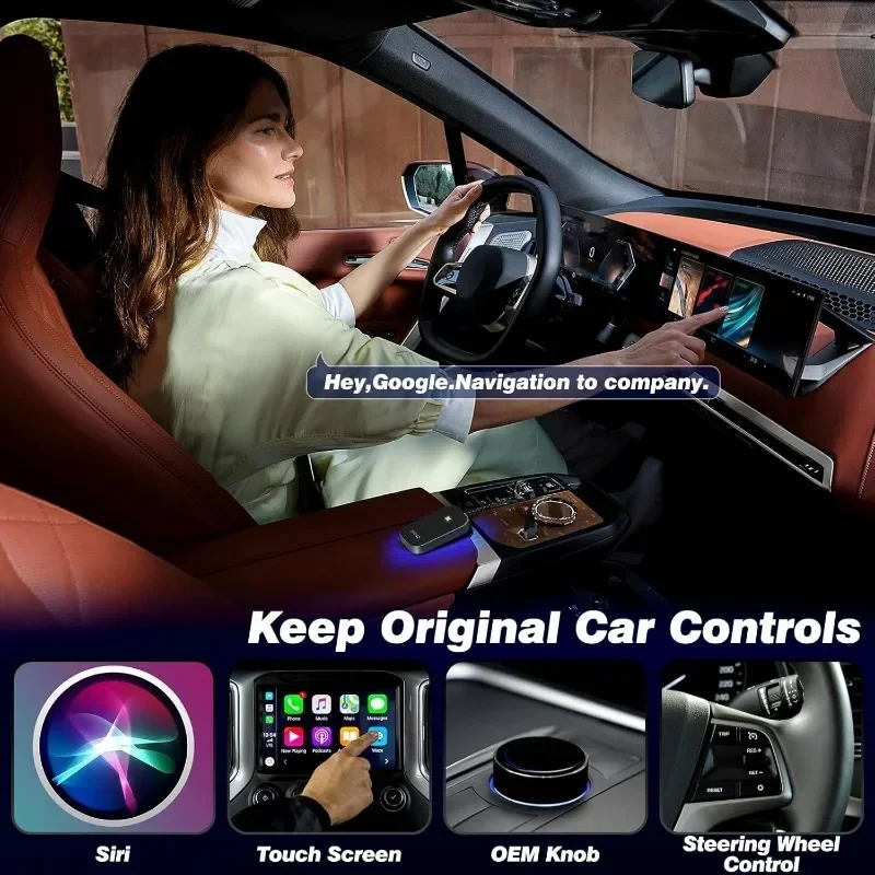For Apple CarPlay Wireless Adapter 2in1 Android Auto Dongle USB and Type C, for Car Radio OEM CarPlay Wired To Wireless Connect