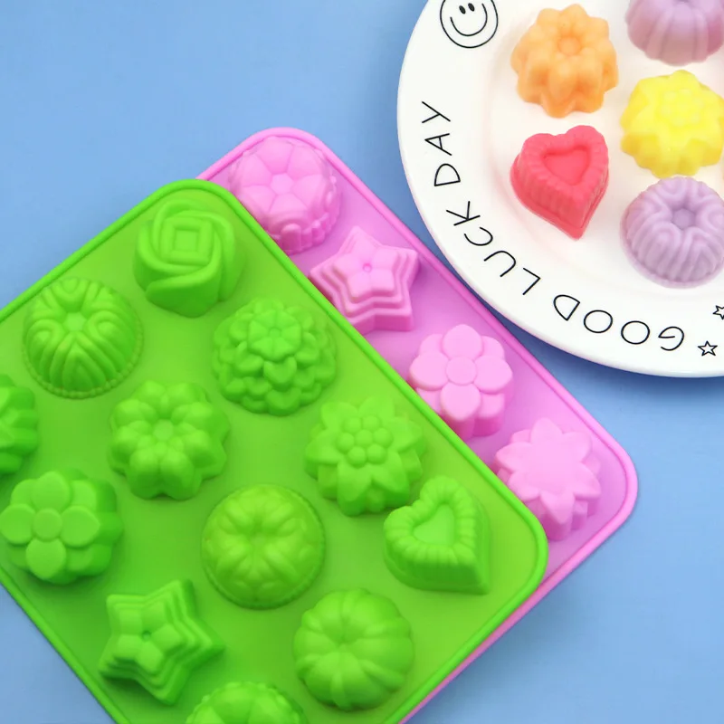 Cake Mousse Mold Rose Flower Chrysanthemum Silicone Baking Pan Ice Cube Tray Chocolate Candy Jelly Ice Cube Muffin Handmade Soap