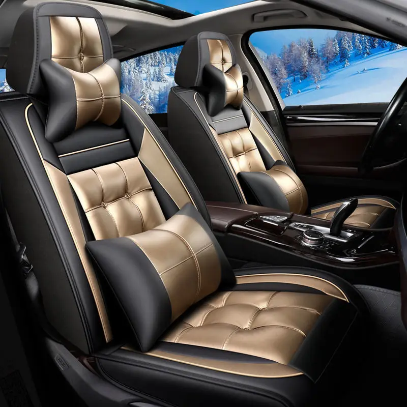 Car seat cushion universal all seasons fully enclosed seat cover 21 new leather seat cover winter car